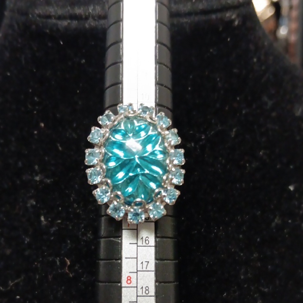 Radiant Silver Blue Acrylic Rhinestone Judy Lee Adjustable
